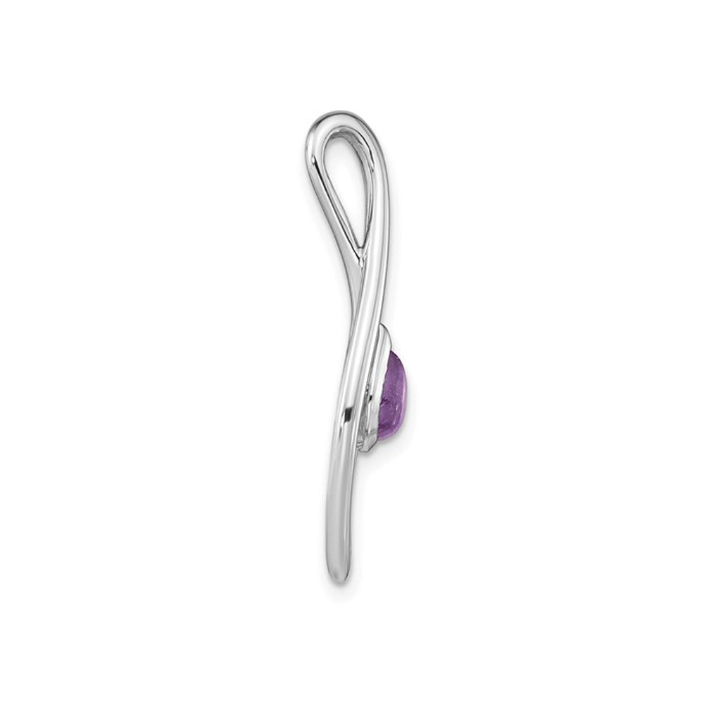 1/2 Carat (ctw) Purple Amethyst Drop Pendant Necklace in Sterling Silver with Chain Image 2