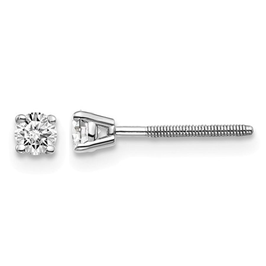 1/5 Carat (ctw SI3-I1G-H-I) Diamond Solitaire Stud Earrings in 14K White Gold Image 1