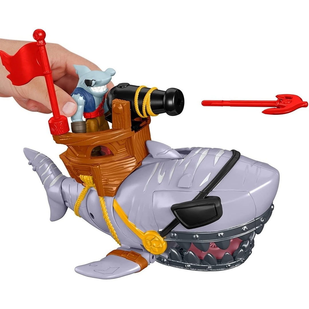 Fisher-Price Imaginext Mega Mouth Shark Chomping Pirate Sea Boat Image 3