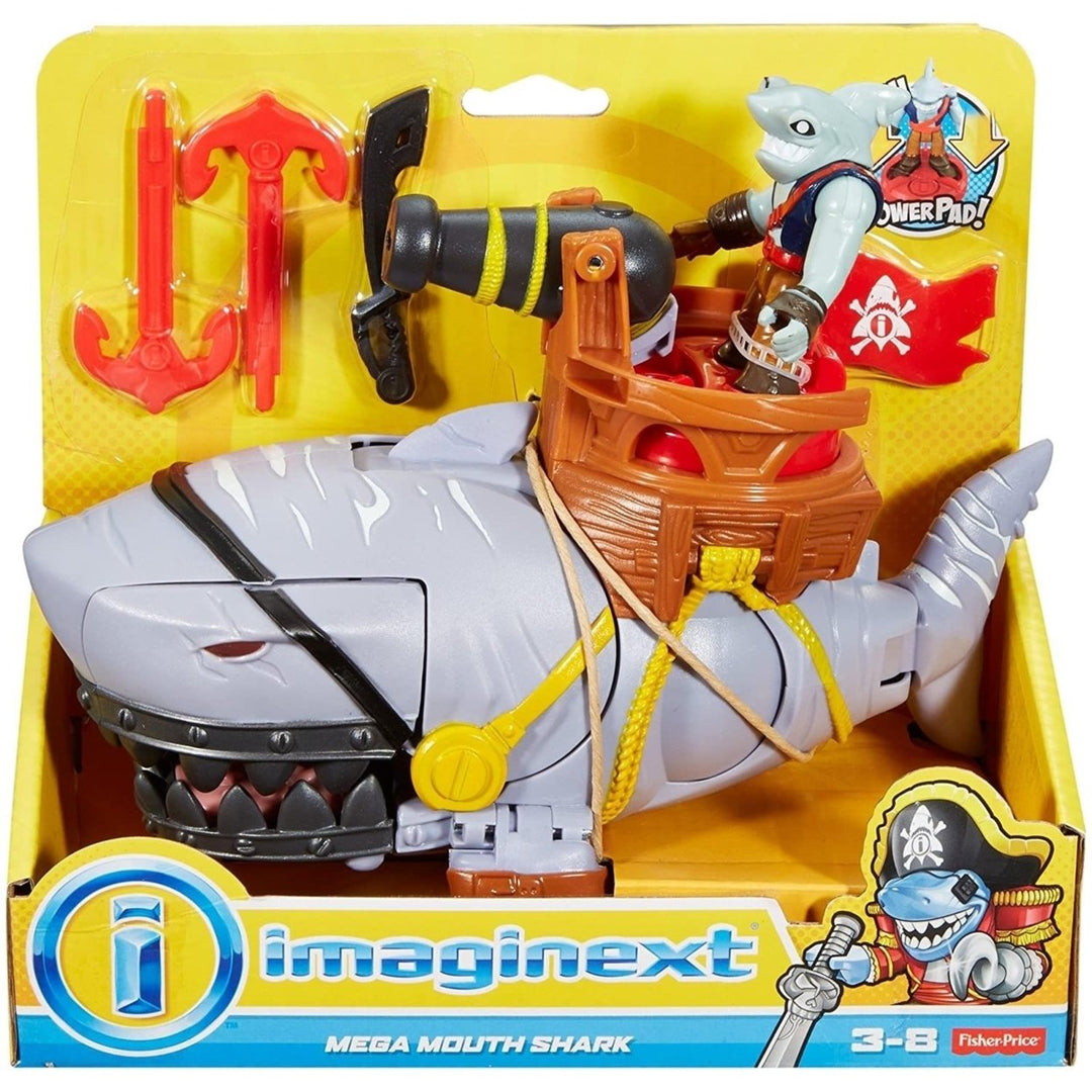 Fisher-Price Imaginext Mega Mouth Shark Chomping Pirate Sea Boat Image 4