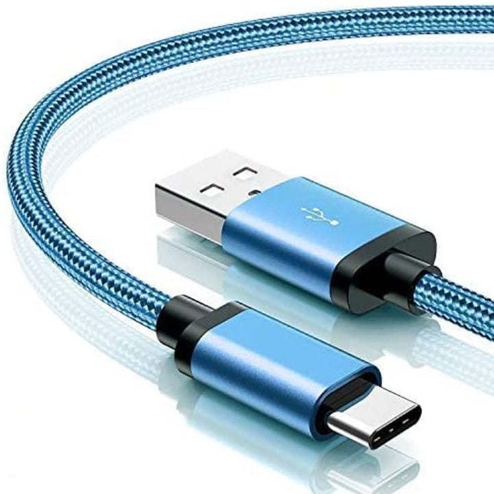 Universal USB Braided Nylon Type C Charging Cable 6 Ft Blue Data Sync Cord Image 2