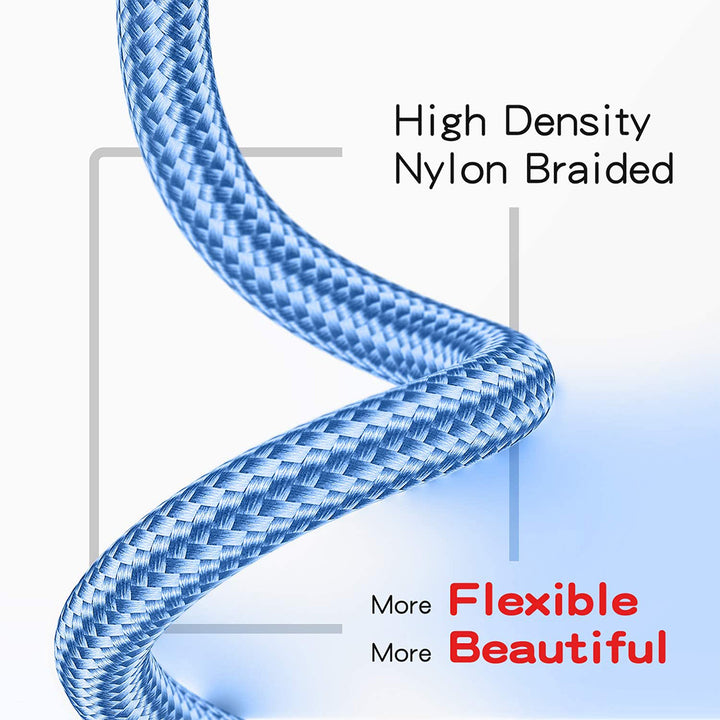 Universal USB Braided Nylon Type C Charging Cable 6 Ft Blue Data Sync Cord Image 3