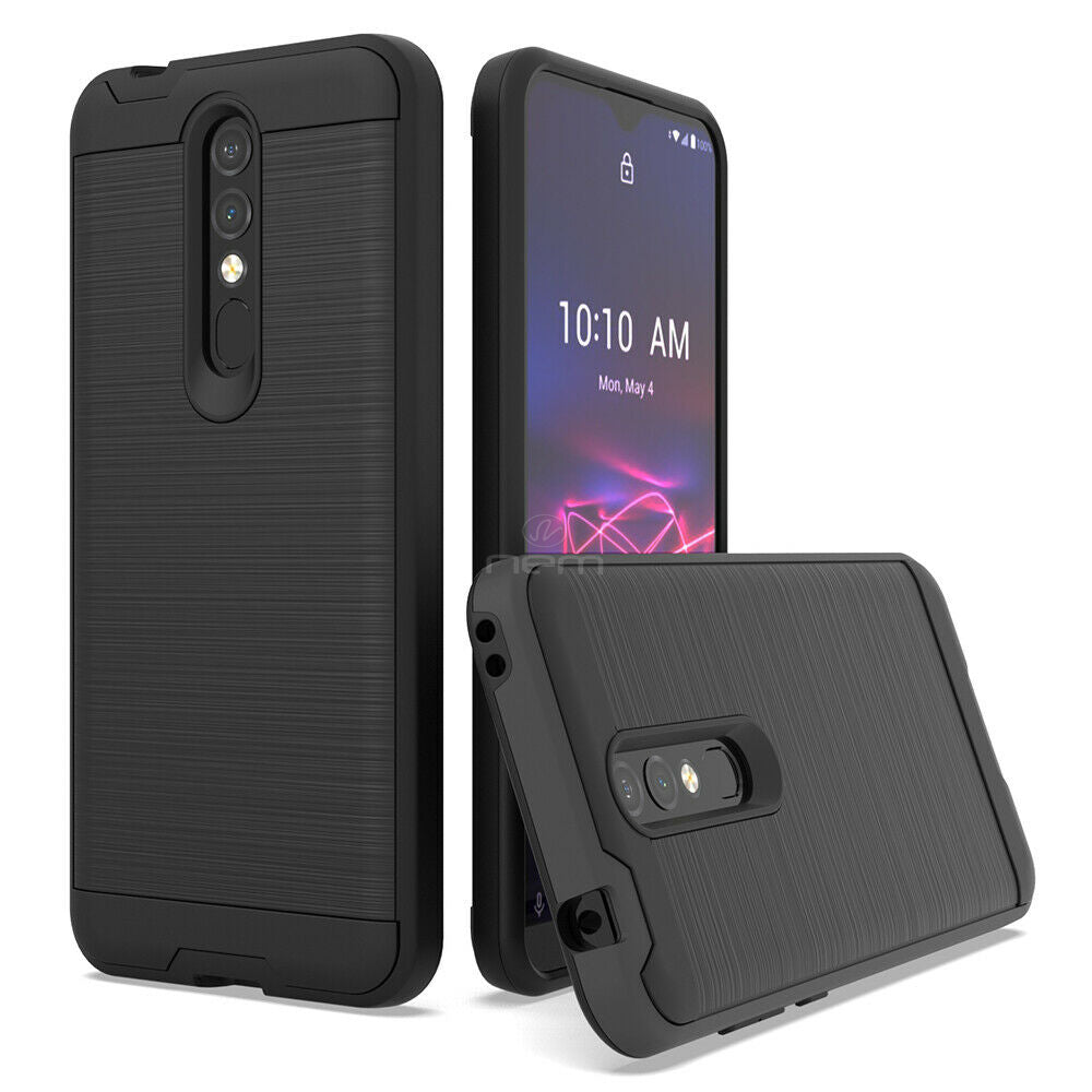 For Coolpad Legacy Brisa Dual layer Metal Brushed Shockproof Armor Hybrid Case Cover Black Image 1