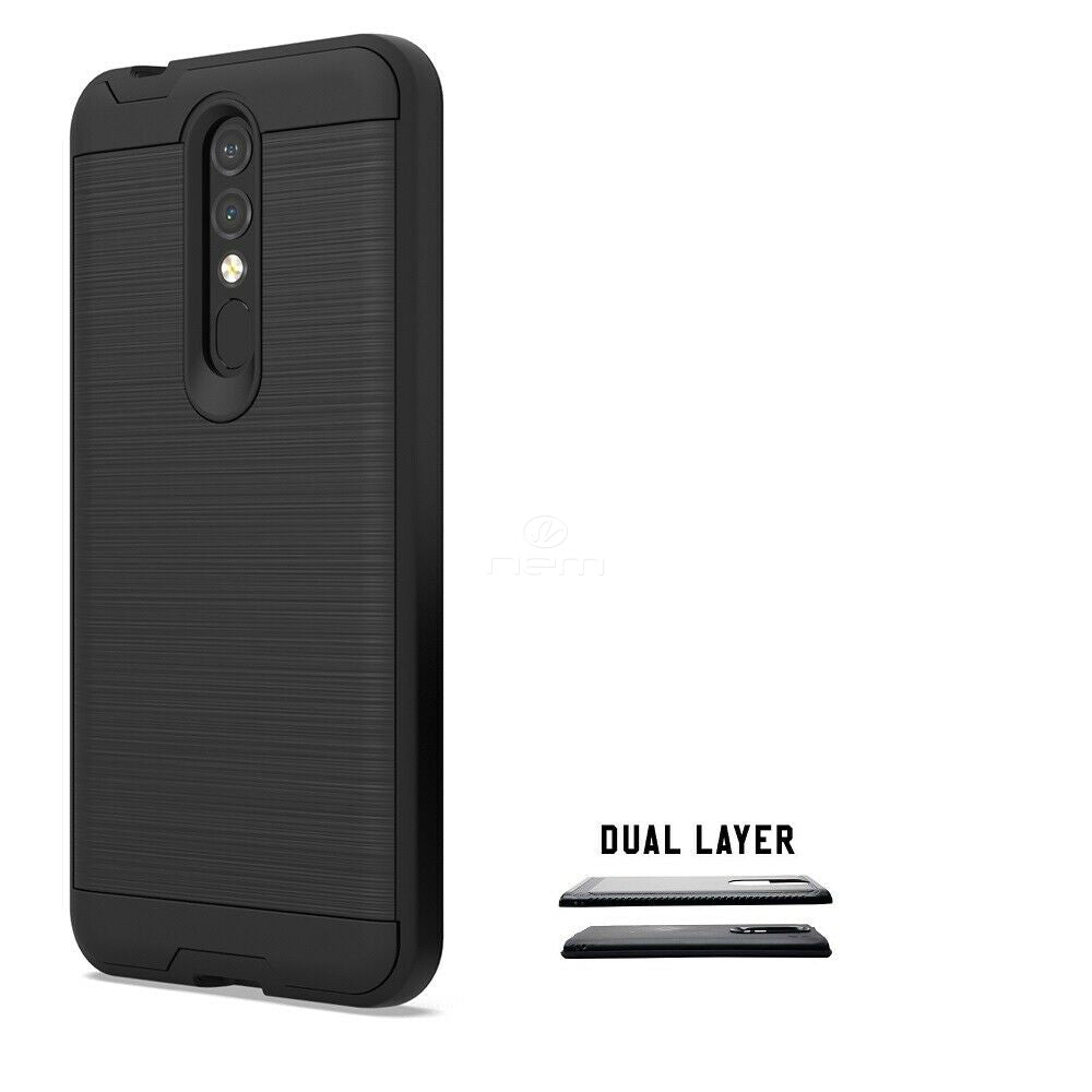 For Coolpad Legacy Brisa Dual layer Metal Brushed Shockproof Armor Hybrid Case Cover Black Image 2