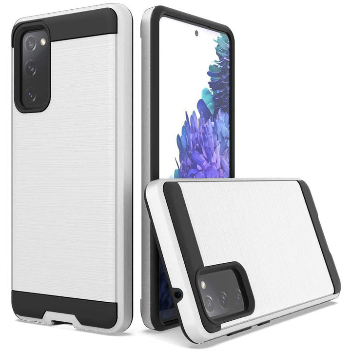 For Samsung Galaxy S20 FE 5G / SM-G781 Dual layer Metal Brushed Shockproof Armor Hybrid Case Cover Black Image 4