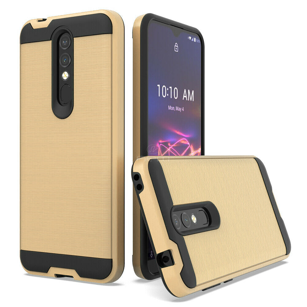 For Coolpad Legacy Brisa Dual layer Metal Brushed Shockproof Armor Hybrid Case Cover Black Image 4