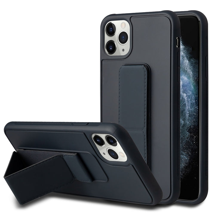 For Apple iPhone 11 Multi-Functional Kickstand Car Support Wrist Strap Protective Case Cover Black Image 1