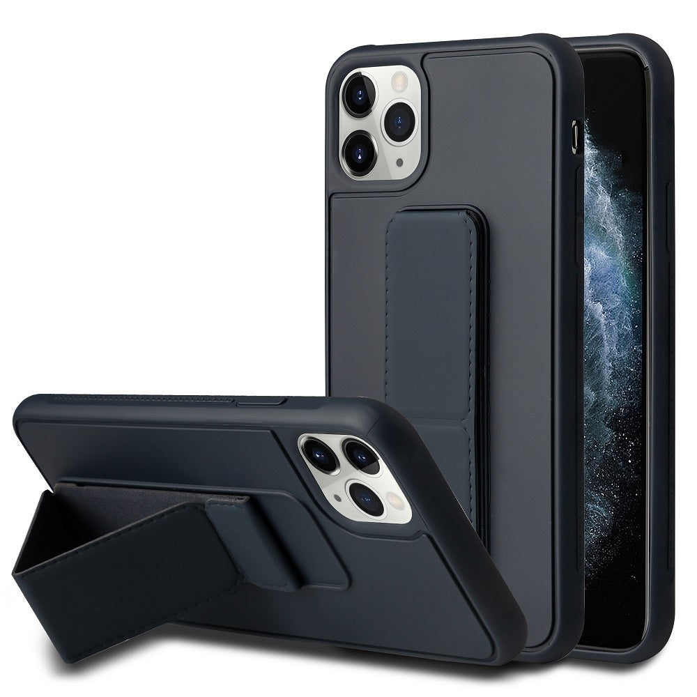 For Apple iPhone 12 Mini 5.4 inch Multi-Functional Kickstand Car Support Wrist Strap Protective Case Cover Black Image 6