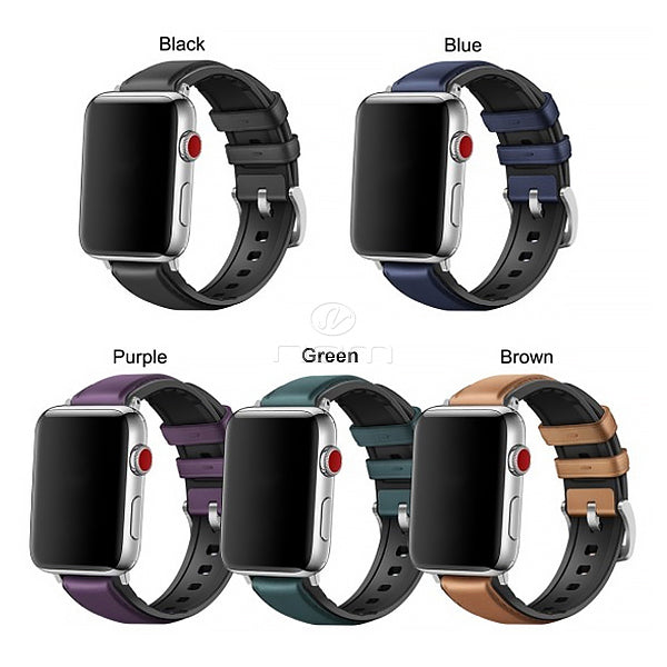 For Apple iWatch Leather Silicone Band Breathable Replacement 42-44 mm Black Image 2