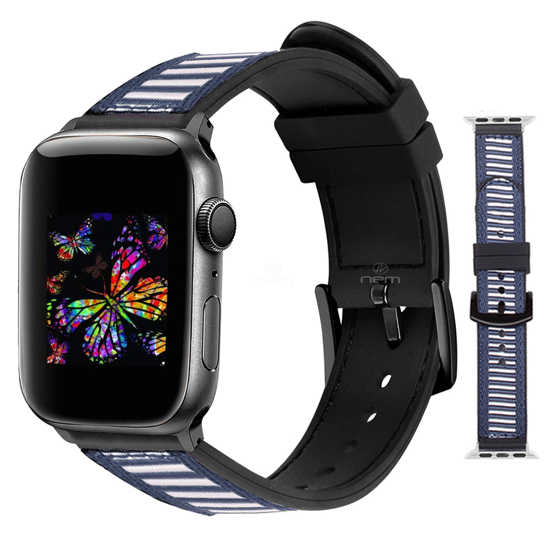 For Apple iWatch Nylon Band Breathable Replacement 42-44 mm Blue Image 1