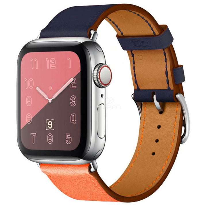 For Apple iWatch 2 Tone Leather Band Breathable Replacement 42-44 mm Blue/Beige Image 6