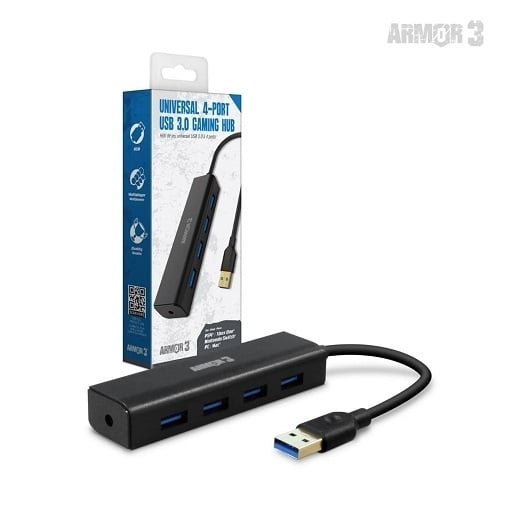 Universal 4-Port USB 3.0 Gaming Hub - Armor3 PS4 Xbox One Switch PC Image 1