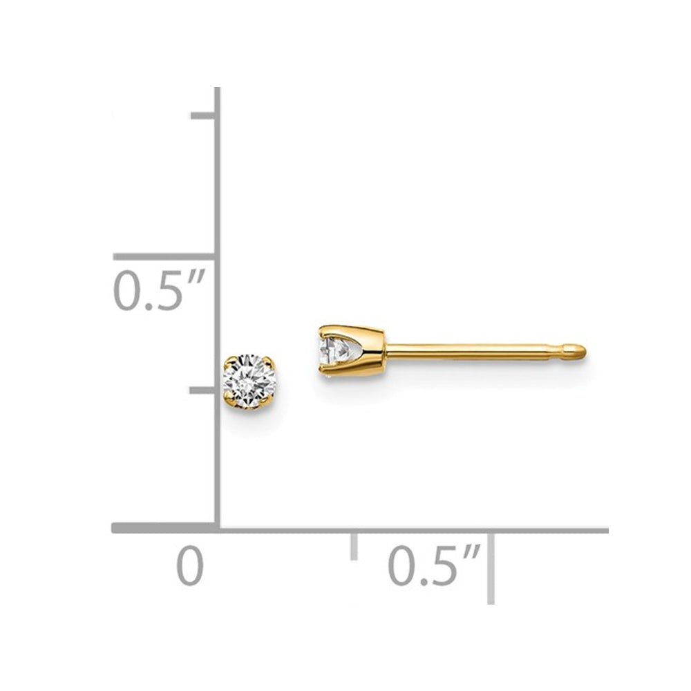 1/10 Carat (ctw I2K-L) Diamond Solitaire Stud Earrings in 14K Yellow Gold Image 2
