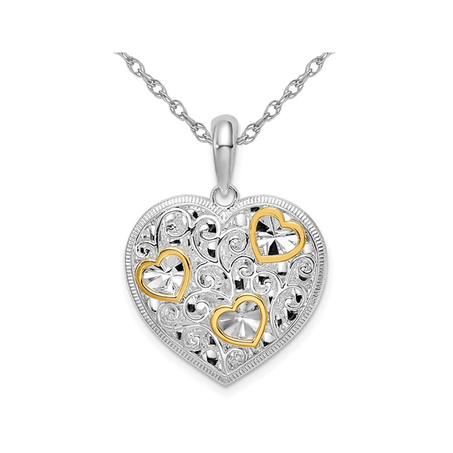 Sterling Silver Fancy Heart Pendant Necklace with Chain Image 1