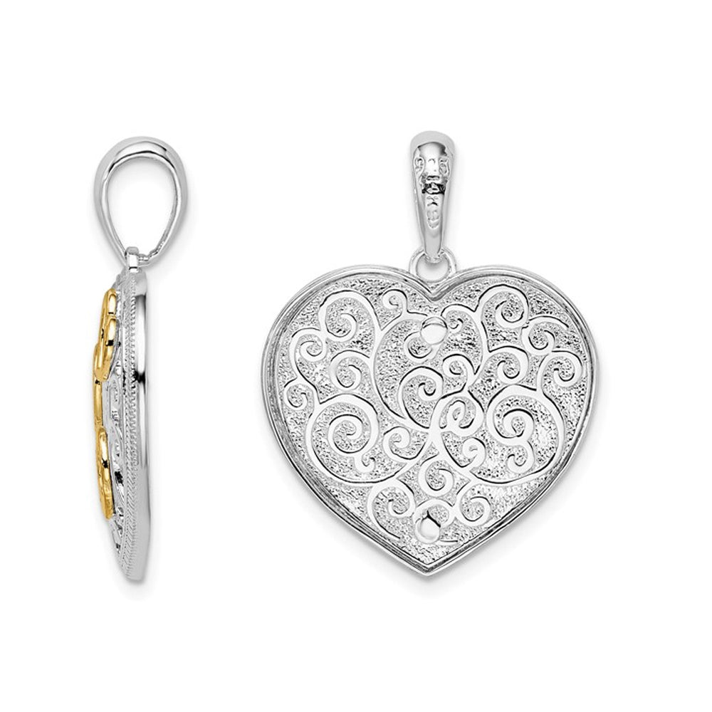 Sterling Silver Fancy Heart Pendant Necklace with Chain Image 2