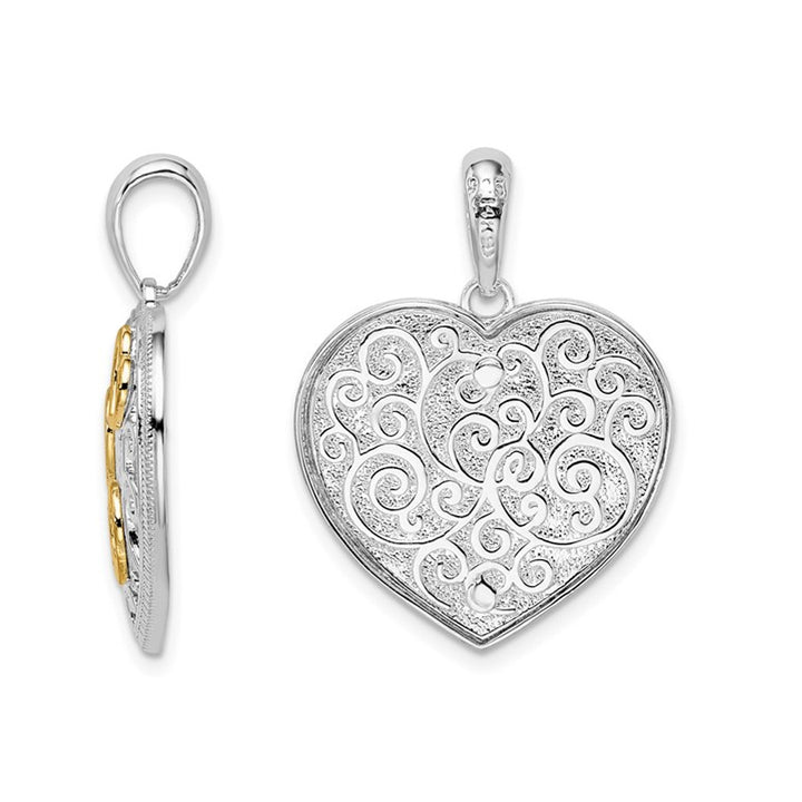 Sterling Silver Fancy Heart Pendant Necklace with Chain Image 2