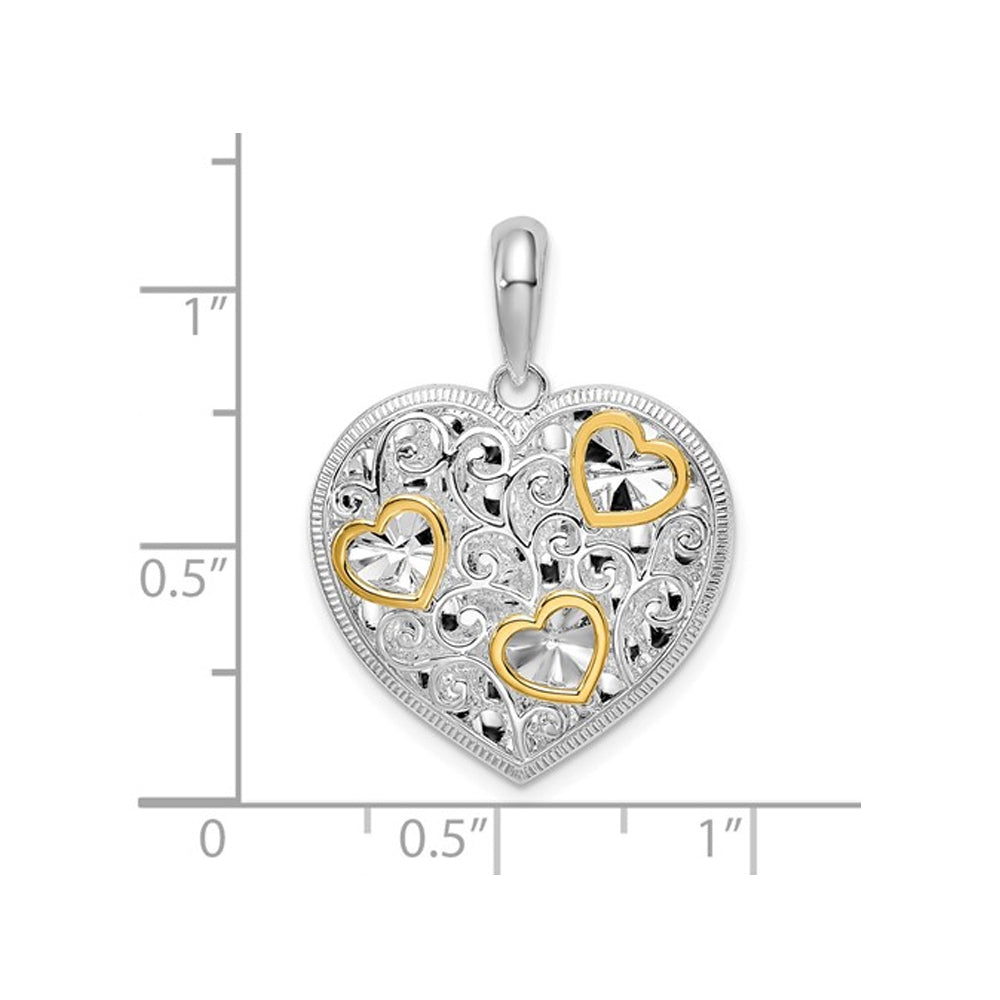 Sterling Silver Fancy Heart Pendant Necklace with Chain Image 3