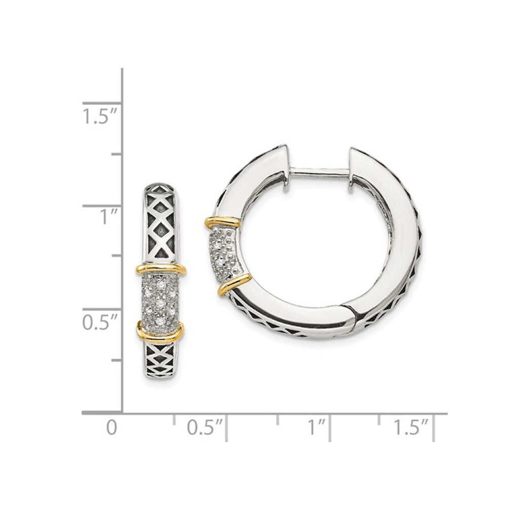 1/10 Carat (ctw) Diamond Hoop Earrings in Sterling Silver with 14K Gold Accents Image 2