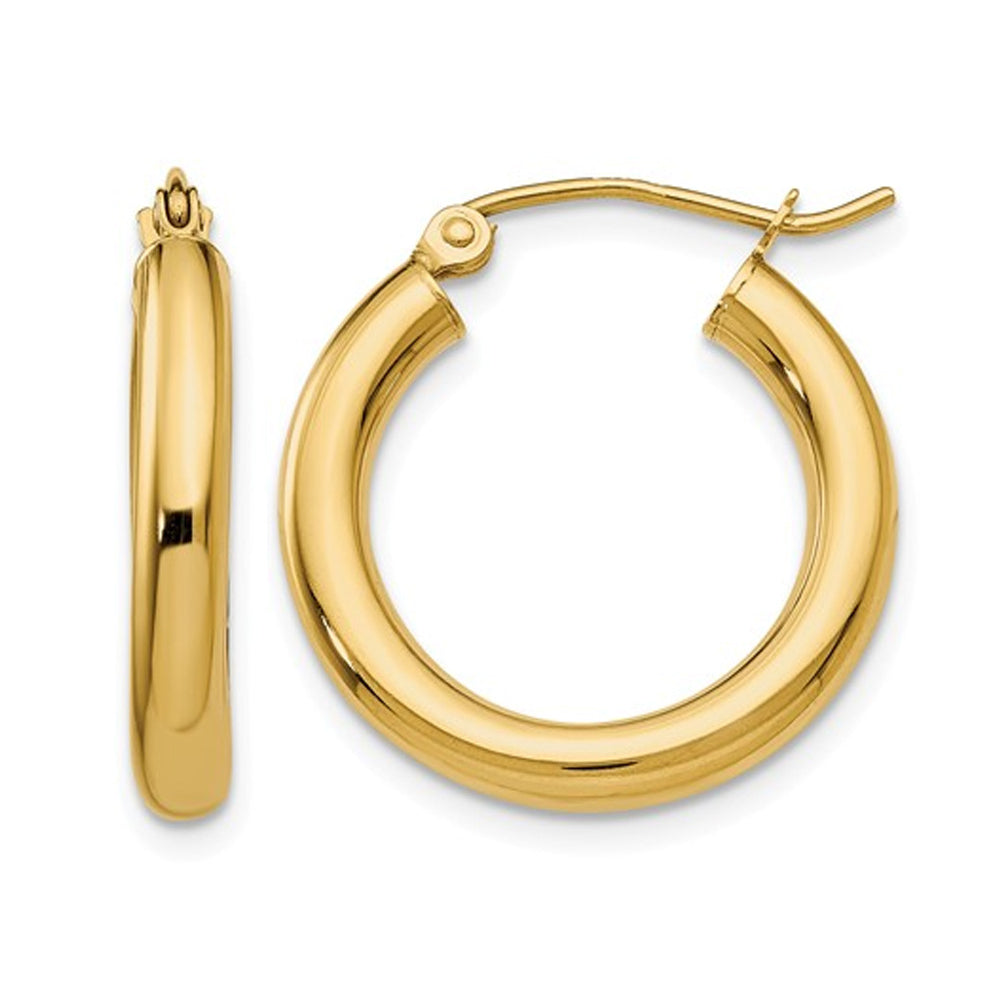 Small Hoop Earrings in 14K Yellow Gold 3/4 Inch (3.00 mm) Image 1