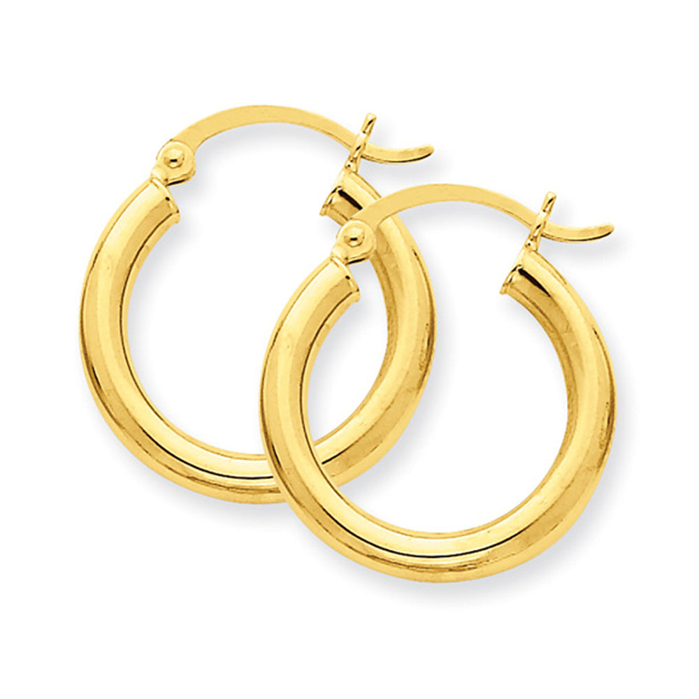 Small Hoop Earrings in 14K Yellow Gold 3/4 Inch (3.00 mm) Image 2