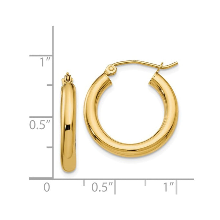 Small Hoop Earrings in 14K Yellow Gold 3/4 Inch (3.00 mm) Image 3