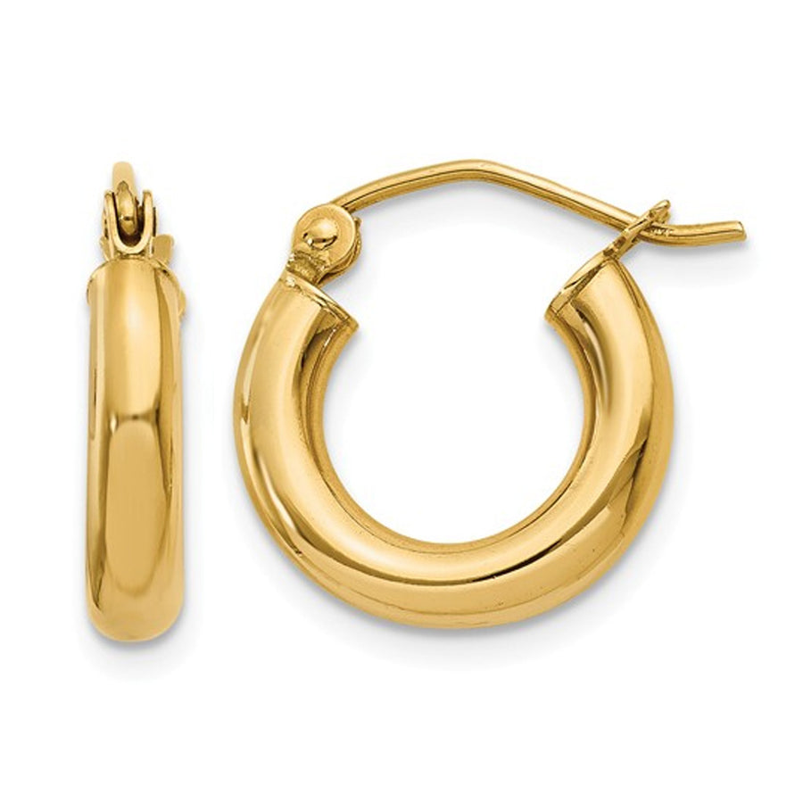 Small Hoop Earrings in 14K Yellow Gold 1/2 Inch (3.00 mm) Image 1