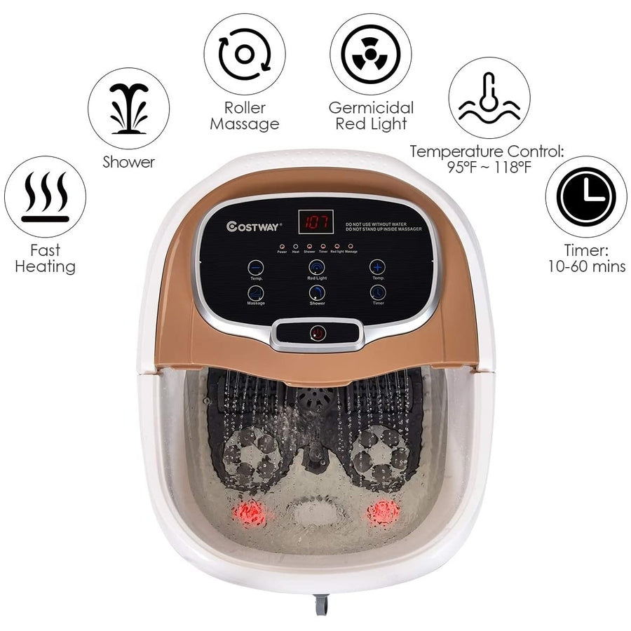 Foot Spa Bath Massager with Temperature ControlMotorized RollersShowerTimer and LED Display Image 1