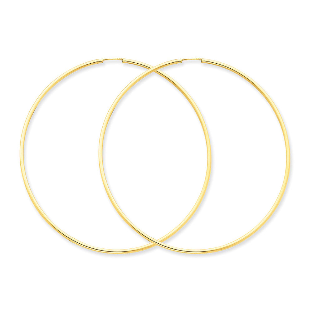 Extra Large Hoop Earrings in 14K Yellow Gold 2 1/2 Inch (1.50 mm) Image 1