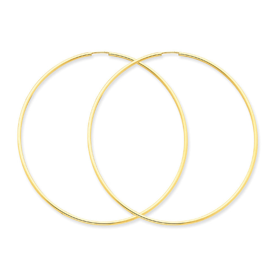 Extra Large Hoop Earrings in 14K Yellow Gold 2 1/2 Inch (1.50 mm) Image 1