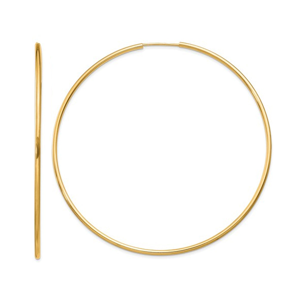 Extra Large Hoop Earrings in 14K Yellow Gold 2 1/2 Inch (1.50 mm) Image 4