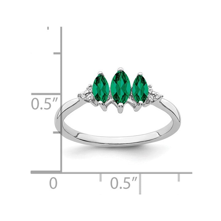1/2 Carat (ctw) Three Stone Lab-Created Emerald Ring in 14K White Gold Image 3