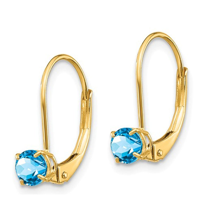 2/3 Carat (ctw) Natural Blue Topaz Leverback Earrings in 14K Yellow Gold Image 3