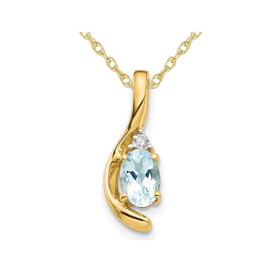 2/5 Carat (ctw) Aquamarine Drop Pendant Necklace in 14K Yellow Gold with Chain Image 1