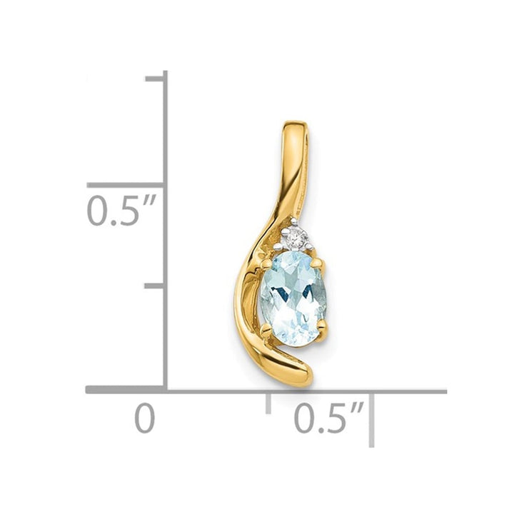 2/5 Carat (ctw) Aquamarine Drop Pendant Necklace in 14K Yellow Gold with Chain Image 3