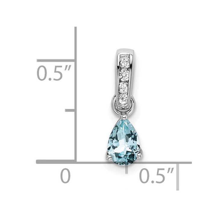 1/2 Carat (ctw) Aquamarine Drop Pendant Necklace in 10K White Gold with Chain Image 2