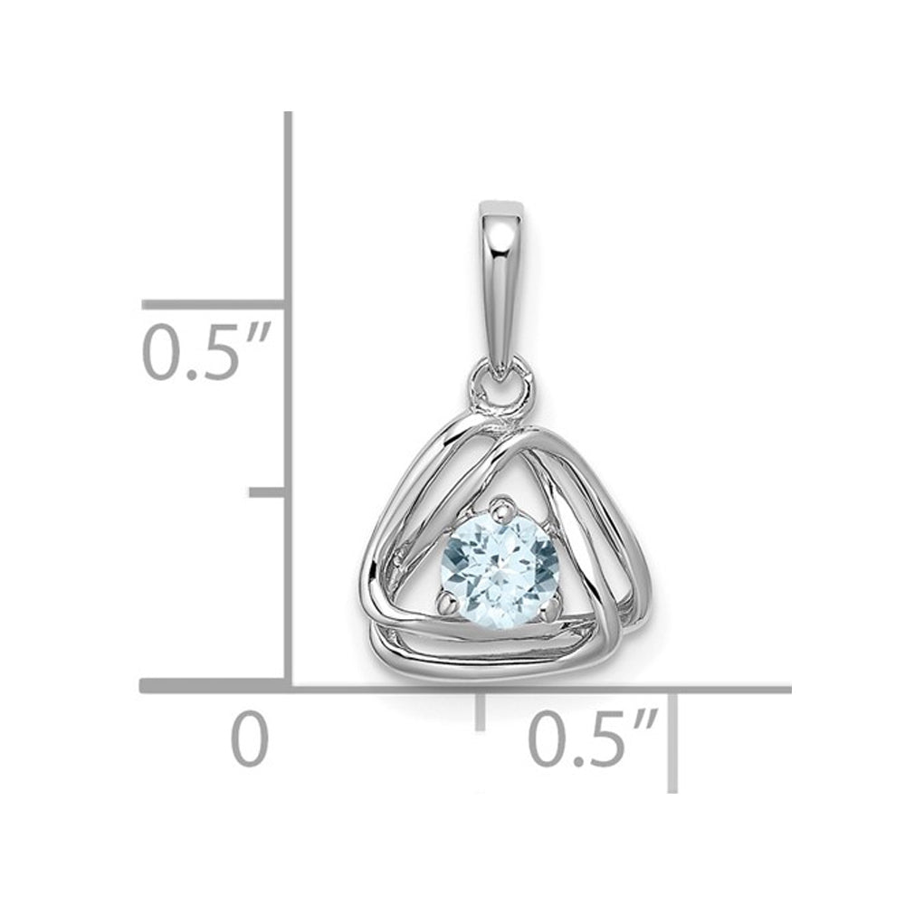1/4 Carat (ctw) Natural Aquamarine Dangle Pendant Necklace in 14K White Gold with Chain Image 2