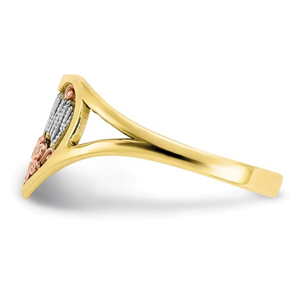 10K Yellow Gold Polished MOMMY Flower Heart Ring Image 3