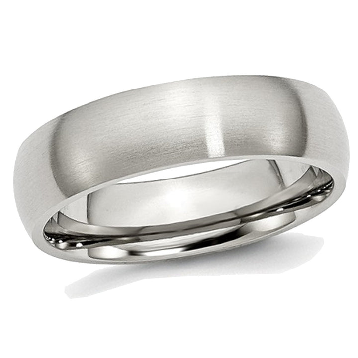 Mens Chisel 6mm Stainless Steel Comfort Fit Wedding Band Ring Image 1