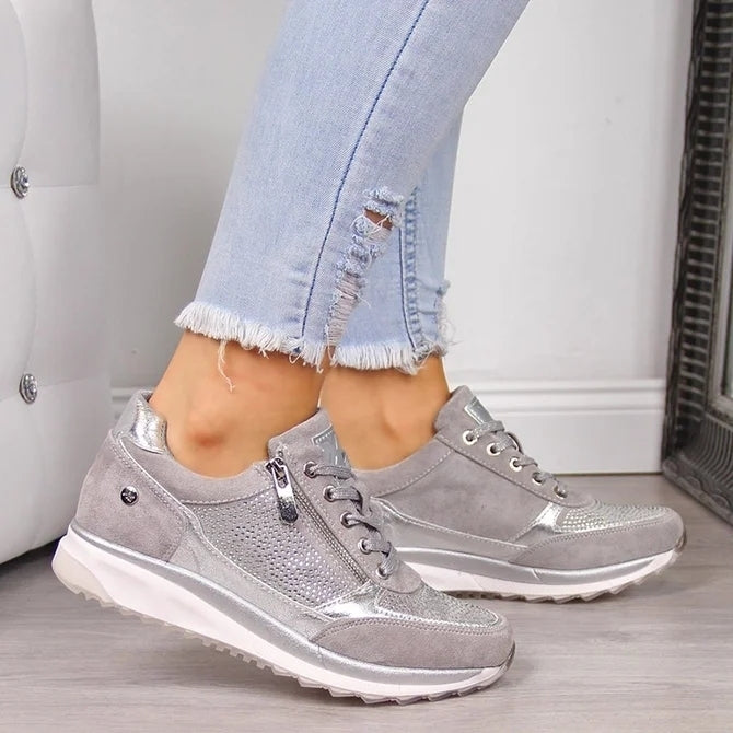 Womens Low Heel Lace Up Sneakers Image 1