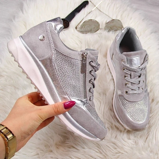 Womens Low Heel Lace Up Sneakers Image 4