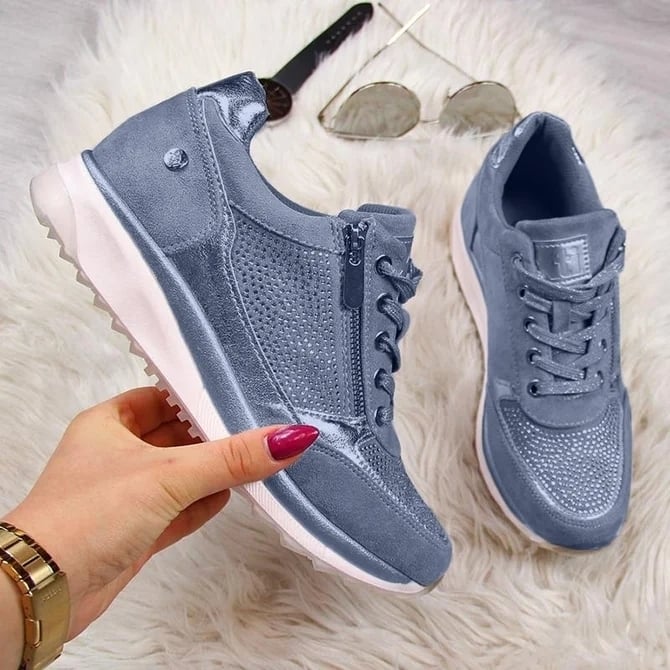 Womens Low Heel Lace Up Sneakers Image 1