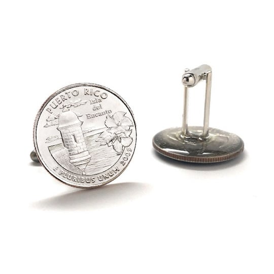 Puerto Rico Coin Cufflinks Uncirculated U.S. Quarter 2009 Cuff Links Image 3