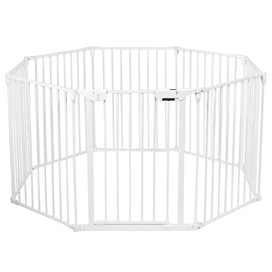 8 Panel Baby Safe Metal Gate Play Yard Barrier Pet Fence Wall Mount Adjustable Image 1