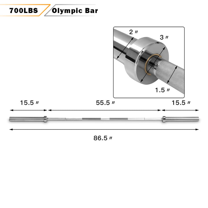 700 lb Olympic Chromed Weight Bar 7 Olympic Barbell Multipurpose Weight Lifting Image 10