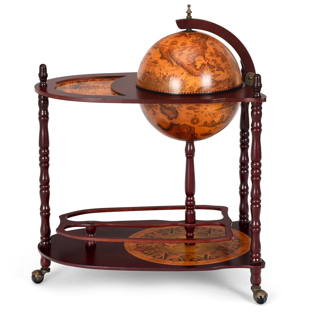 Wood Globe Wine Bar Stand 34 H 16th Century Italian Rack Liquor Bottle Shelf Image 9