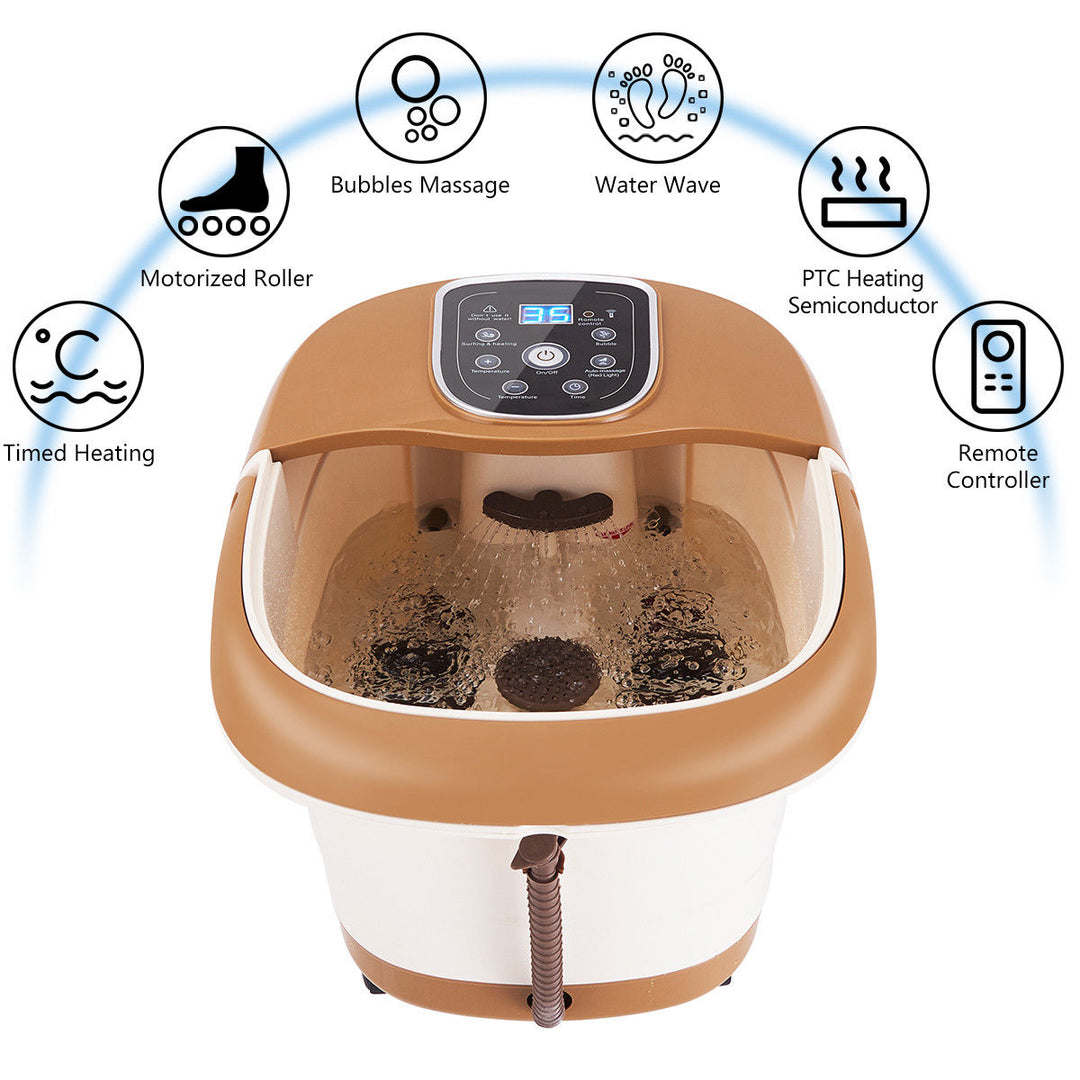 Costway All-In-One Foot Spa Bath Massager Tem/Time Set Heat Bubble Vibration W/6 Roller Image 4