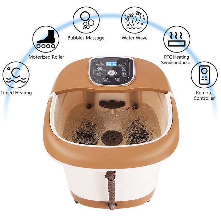 Costway All-In-One Foot Spa Bath Massager Tem/Time Set Heat Bubble Vibration W/6 Roller Image 4