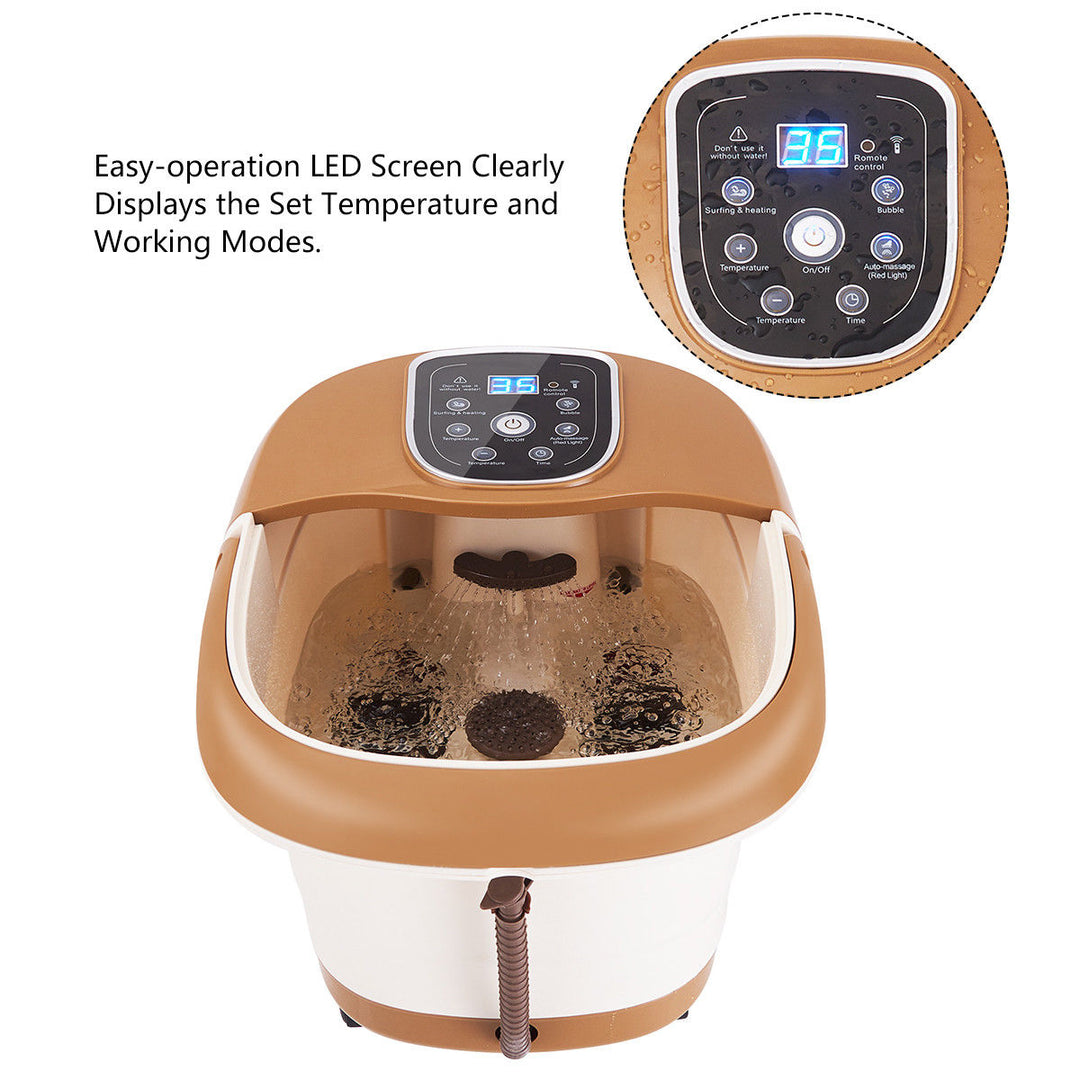 Costway All-In-One Foot Spa Bath Massager Tem/Time Set Heat Bubble Vibration W/6 Roller Image 6