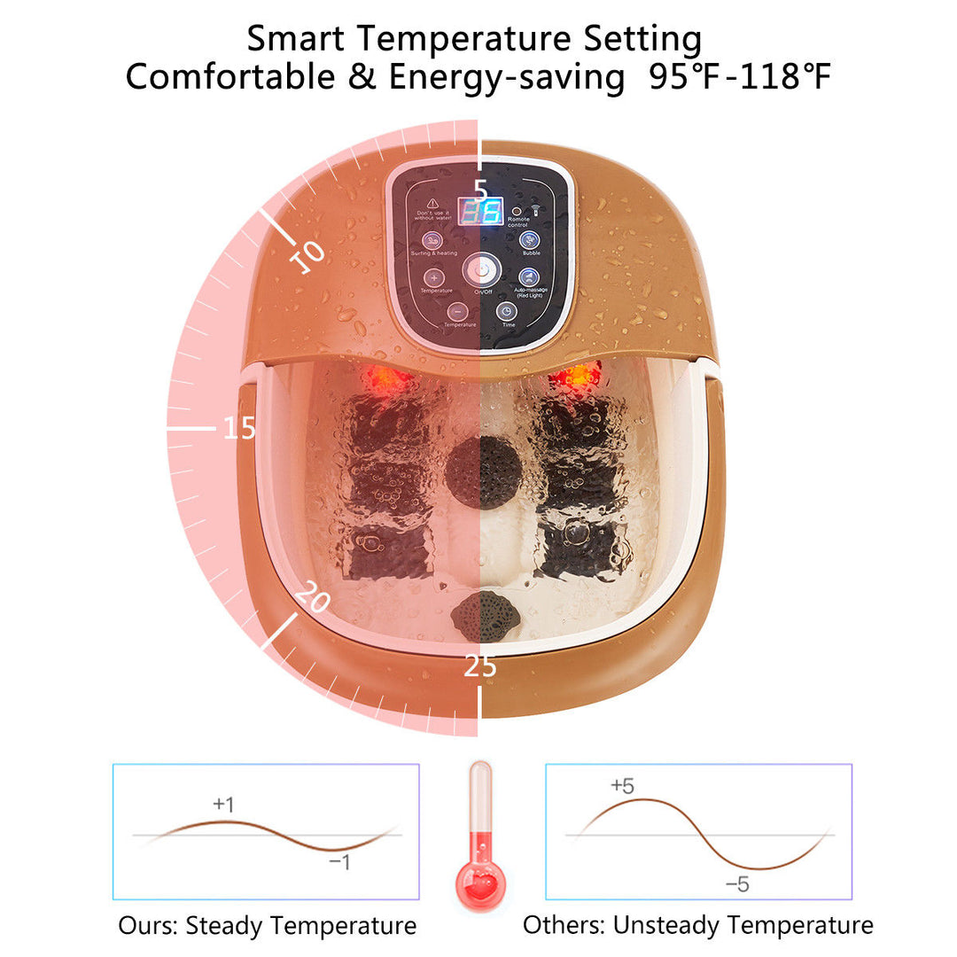 Costway All-In-One Foot Spa Bath Massager Tem/Time Set Heat Bubble Vibration W/6 Roller Image 7