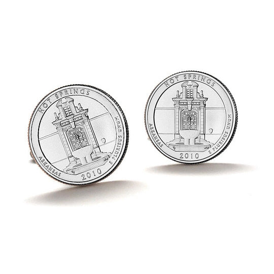 Hot Springs National Park Coin Cufflinks Uncirculated U.S. Quarter 2010 Cuff Links Image 1